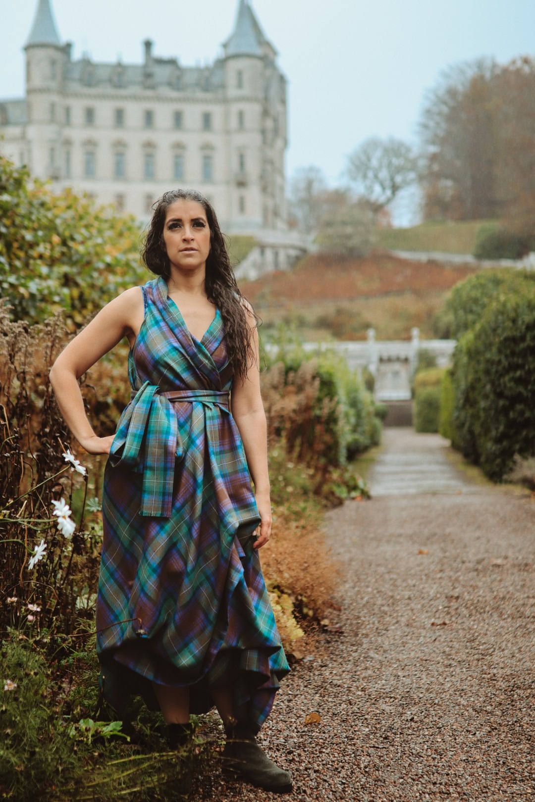 Long Tartan Wrap Dress
